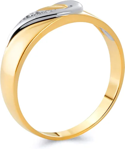 Vista 6 de Juego de 2 anillos de compromiso y alianza de boda en dos tonos de oro de 14 quilates