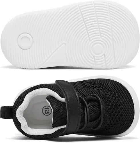 Vista 4 de MORENDL Zapatos de bebé para caminar para niños y niñas, zapatos de tenis antideslizantes para niños y niñas
