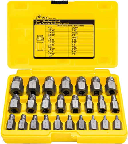 Vista 8 de Topec - Juego de extractores de tornillos (25 unidades) con cabeza hexagonal, múltiples ranuras, extractor fácil de pernos, removedor de pernos