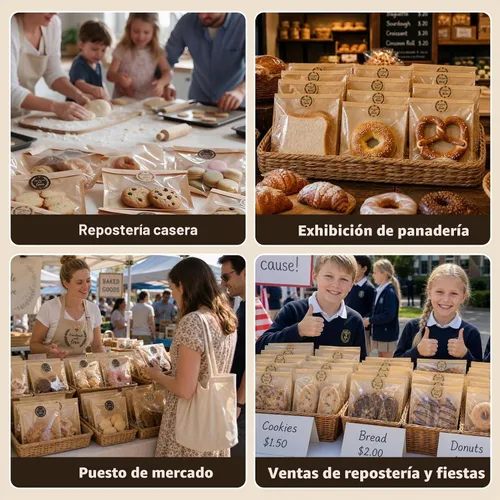 Vista 7 de 100 bolsas de galletas de 7.1 x 7.5 pulgadas con sello y 120