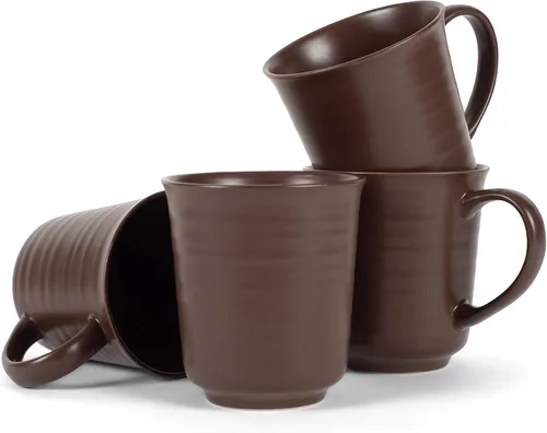 Vista 16 de Elanze Designs Tazas de café de cerámica de 17 onzas con acabado esmaltado mate marrón, paquete de 2