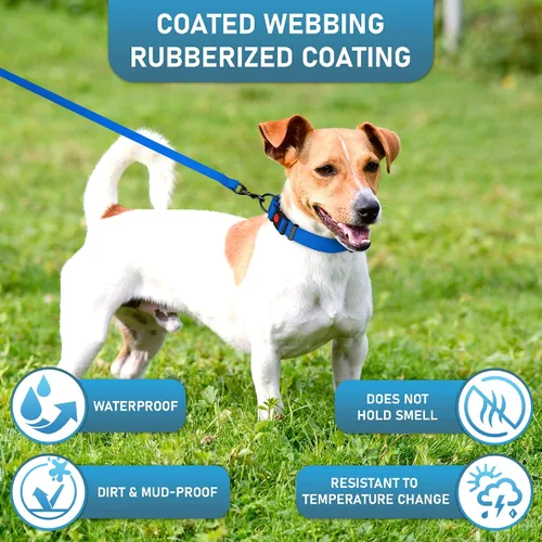 Vista 4 de Correa impermeable para perro, resistente de 6 pies, fabricada en Estados Unidos, color azul