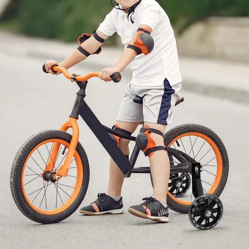 Vista 4 de Par de ruedas auxiliares de bicicleta para niños, accesorios para bicicletas de 12 "14" 16", ruedas de entrenamiento flash