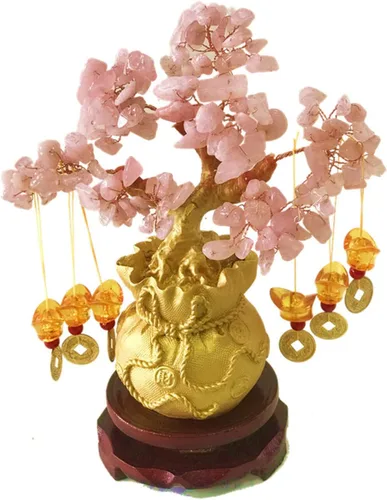 Vista 6 de Árbol de la Abundancia de Feng Shui de citrino/Árbol de Dinero de citrino y Árbol de citrino, Árbol de Cristal de Grifo/Árbol de Fortuna de Dragón