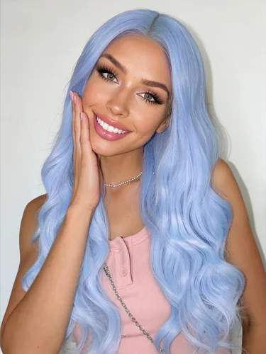 Vista 10 de HANNE - Peluca larga color Ombre con cabello rizado sintético, resistente al calor, de alta densidad y llena para mujeres 1B/azul/púrpura