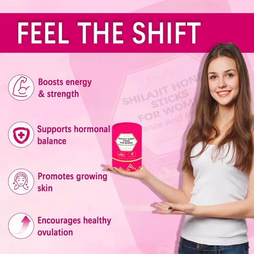 Vista 5 de Palitos de Miel de Sálvia y Shilajit de Fresa para Mujeres, Palitos de Miel para Mujeres con Extracto de Azafrán y Shatavari y Resina de Shilajit