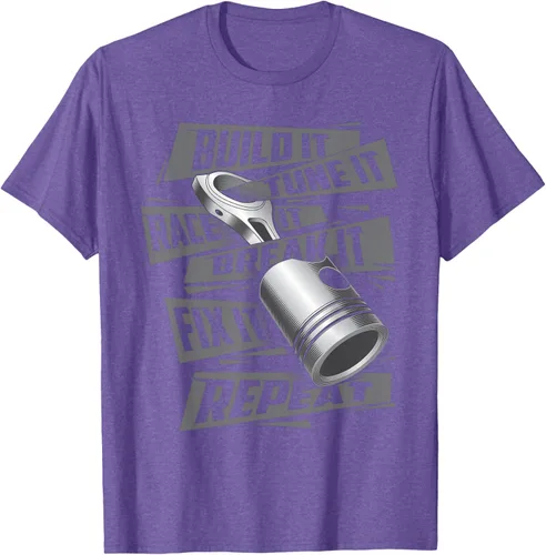 Vista 9 de Build It Tune It Race It Break It - Camiseta para entusiastas de los coches de carreras, talla S Negro