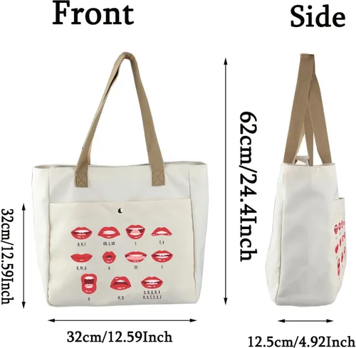 Vista 4 de BLUPARK Bolsa de mano para patólogos del habla y lenguaje, regalo SLP para mujer, bolsa de terapia del habla con diseño de labios rojos