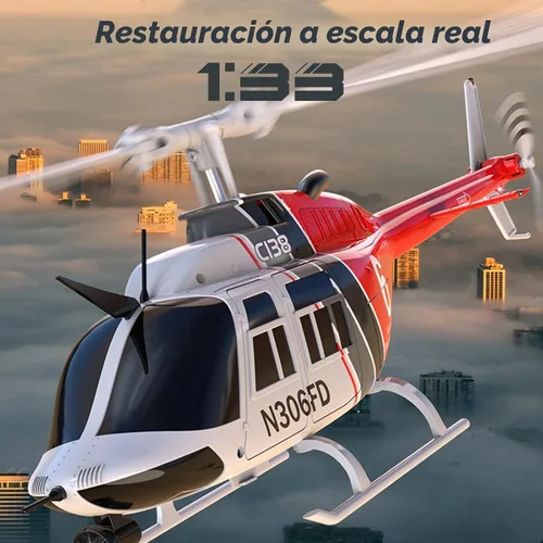 Vista 2 de Helicóptero de control remoto C138, helicóptero Bell206 a escala 1:33, 2.4G, 4 canales, RTF, monohélice libre, posicionamiento de flujo óptico