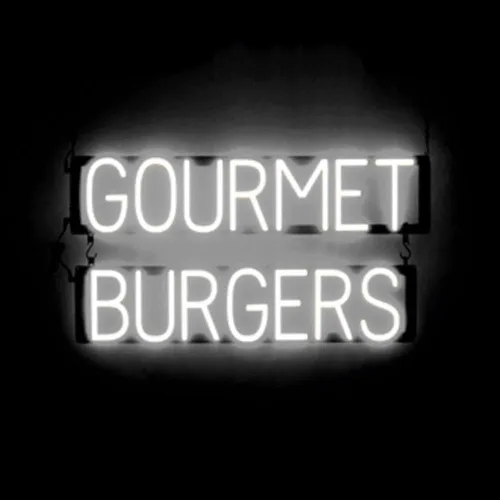 Vista 11 de SpellBrite HAMBURGERS Letrero para restaurantes Letreros relacionados con el comedor con aspecto de neón, luz LED roja 40.0 x 6.3 pulgadas Rojo