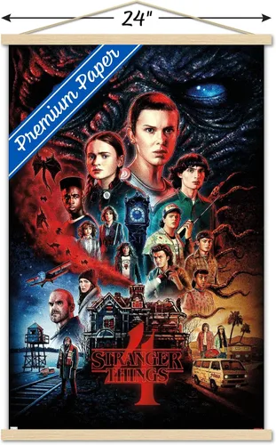 Vista 3 de Trends International Netflix Stranger Things: Season 4 - Póster de pared de una hoja, 22.375 x 34 pulgadas, paquete de impresión premium y colgador