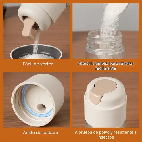 Vista 4 de NiHome Dispensador de azúcar de 10 onzas con interruptor automático de vertido para el hogar, cocina, estación de café, tarro de vidrio para azúcar