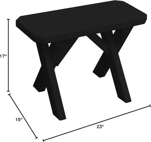 Vista 2 de Furniture Barn USA Pine - Banco cruzado de 2 pies, color negro
