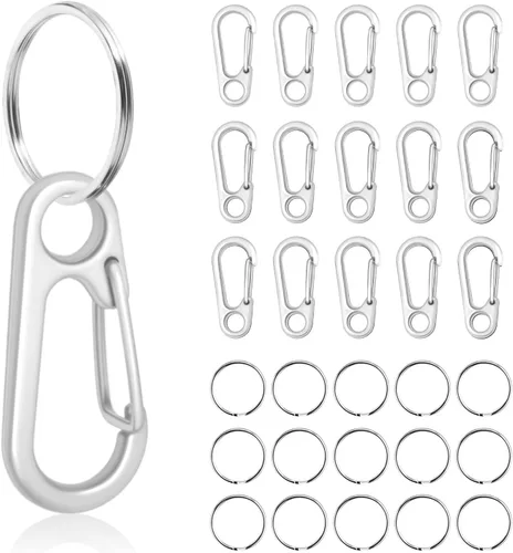 Vista 11 de Small Carabiner Clip Metal Spring Snap Hooks Mini Paracord Hanging Clips for Camera Strap, Flashlight, Key Chain