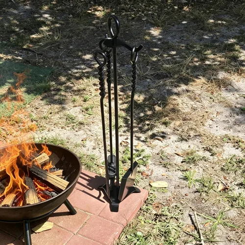 Vista 5 de Herramientas de chimenea de una sola pieza 30in 4 piezas de acero al
