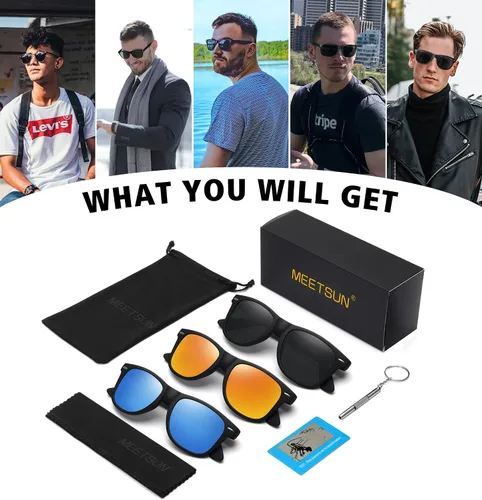 Vista 7 de MEETSUN Polarized Sunglasses for Men Women Classic Retro Driving Sun Glasses 100% UV Protection