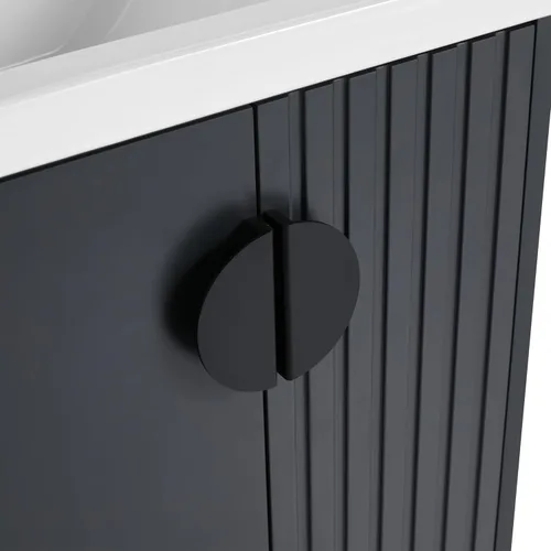 Vista 7 de Mueble de baño de 24 pulgadas con fregadero, tocador flotante de 24 pulgadas con fregadero de cerámica blanca brillante, gabinete de baño de madera