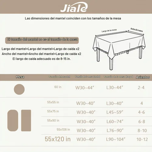 Vista 2 de JIALE - Mantel cuadrado de lino de algodón de cuadros Gingham con borlas, lavable, sin arrugas, mantel a cuadros de búfalo para fiesta al aire Beige