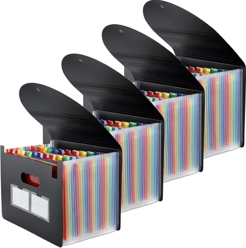 Vista 16 de Organizador de archivos de acordeón, paquete de 2 carpetas de archivos expandibles de 24 bolsillos, organizador mensual portátil de documentos