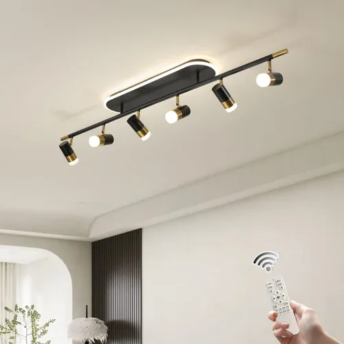 Vista 10 de Jaycomey Lámpara LED de 4 luces con control remoto, focos de luz de techo regulables de 41 W, ajustable de 3000 K-6500 K, moderna lámpara de techo