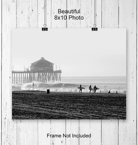 Vista 3 de Póster artístico de pared para surf, playa y muelle, decoración única del hogar para playa o casa del lago, habitación familiar, regalo