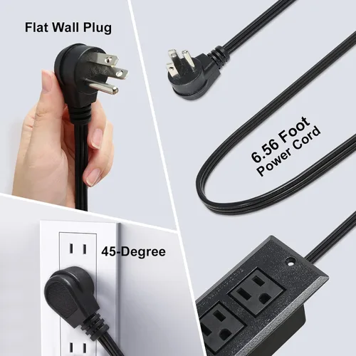 Vista 3 de Regleta de alimentación empotrable de escritorio con enchufe USB de montaje empotrado, 2 tomas de corriente, 3 puertos USB (15 W/3 A), estación