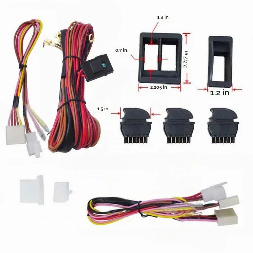 Vista 5 de Kit de interruptor de ventana eléctrica universal de 12 V, kit de arnés de cableado para vehículos de 2 puertas, conversión de bricolaje a ventanas