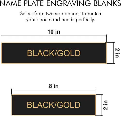 Vista 3 de Placa de identificación personalizada para pared/escritorio, 2 x 8 pulgadas, color negro