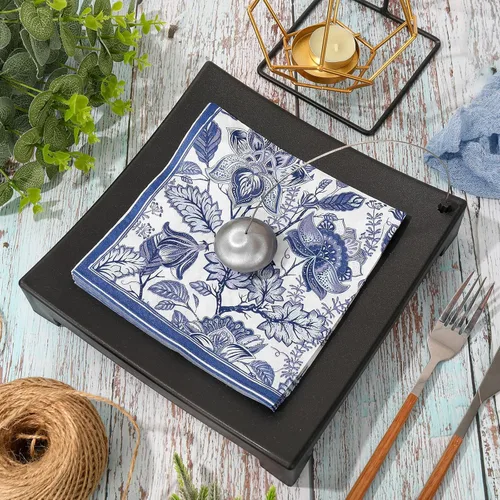 Vista 3 de AnyDesign 80 servilletas de papel florales azules, desechables, retro, con flores, para almuerzo, postre, cena, servilletas de mano para cumpleaños
