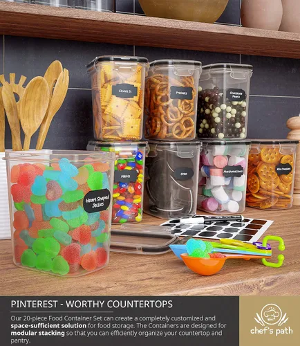 Vista 8 de Chef's Path Recipientes de plástico herméticos para alimentos con tapas - Paquete de 20 (1.6 litros cada uno) - Almacenamiento duradero para cocina