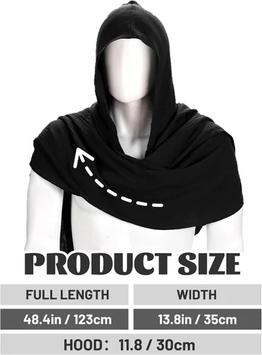 Vista 2 de Ultrafun Bufanda medieval renacentista para hombres y mujeres, multifuncional, con capucha, para Halloween, cosplay, accesorios de disfraz