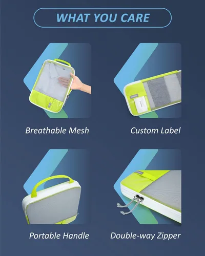 Vista 5 de BAGSMART - Juego de 6 cubos de compresión para maletas, juego de 6, 4 y 2, cubos organizadores de viaje, juego de bolsas expandibles, organizadores