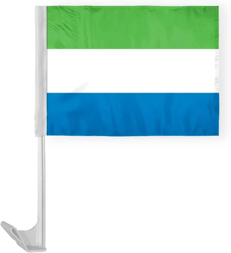 Vista 12 de AGAS - Bandera para automóvil de Sierra Leona de 10.5 x 15 pulgadas, impresa de doble cara en tela de poliéster súper punto, doble costura, plástico