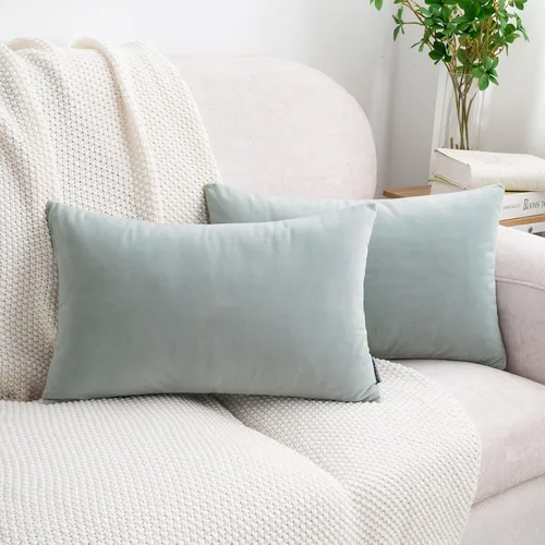 Vista 48 de HWY 50 fundas de almohada decorativas de terciopelo sólido para sofá, sala de estar. Ambar