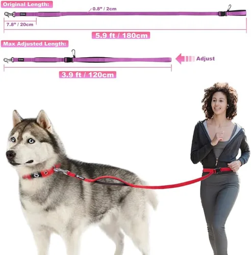 Vista 5 de TSPRO Correa táctica para perro, manos libres, resistente, ajustable, con mango acolchado y cierre de seguridad de metal para caminar, correr