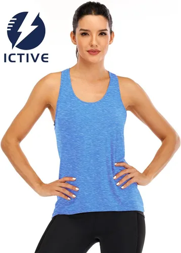 Vista 2 de ICTIVE - Camiseta sin mangas para mujer, de espalda cruzada y con apertura, ideal para correr, practicar yoga y otros ejercicios