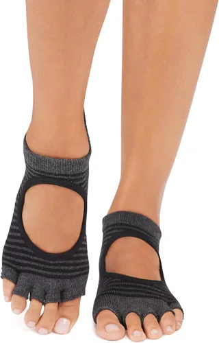 Vista 4 de Toesox Bellarina - Paquete múltiple de calcetines antideslizantes con agarre para pilates, barra, yoga, ballet, negro, carbón, Echo