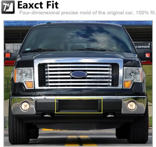 Vista 4 de Insertos de parrilla compatibles con F150 2009-2014, parrilla frontal de aluminio macizo billet (negro)