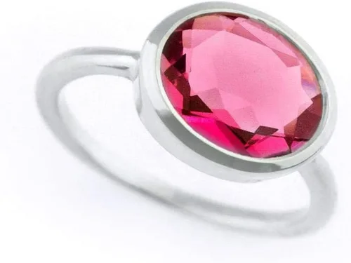 Vista 73 de Oval Birthstone Ring Bezel Set in Vermeil Gold, Sterling Silver, or Rose Gold, Stacking Birthstone Ring [rOMB]
