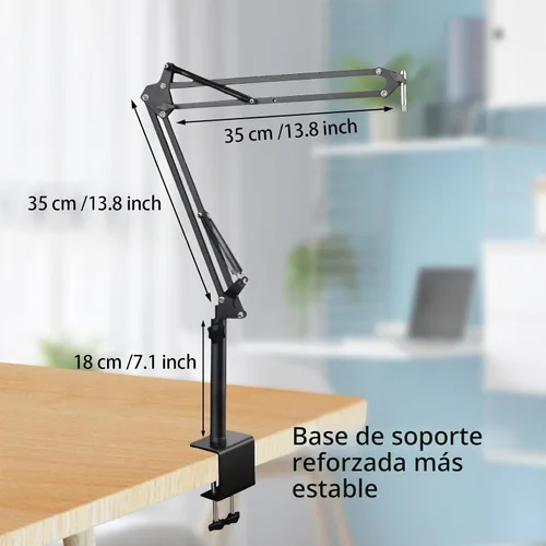 Vista 2 de Soporte de Micrófono con Brazo Articulado para Blue Yeti HyperX QuadCast SoloCast Yeti Nano Snowball SM7B Q2U Fifine K669B y Otros Micrófonos