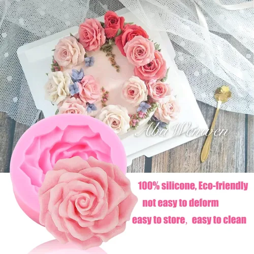 Vista 5 de Zixiang Bloom - Molde de silicona con diseño de flores de rosas 3D, para decoración de pasteles, jabón, velas, caramelos, chocolate, polimérico