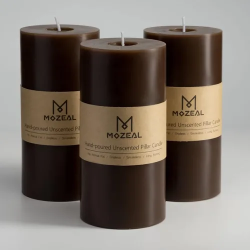 Vista 63 de MOZEAL Juego de 3 velas sin perfume vertidas a mano de 3 x 6 pulgadas, velas tipo pilar sin goteo, combustión de larga duración, aproximadamente 120