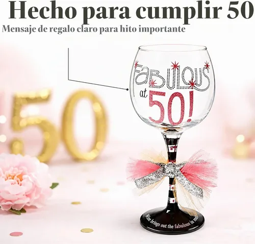 Vista 3 de Mud Pie copa de vino "Fabulous at 50