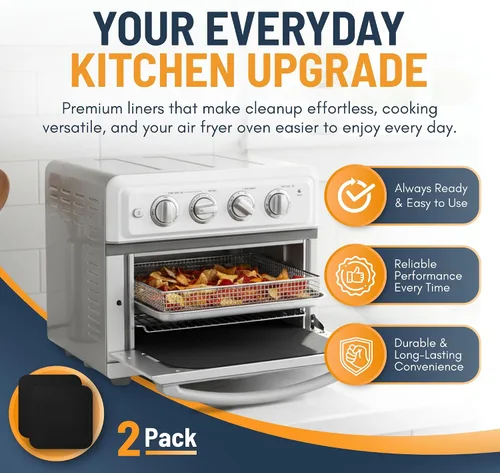 Vista 2 de Revestimientos para horno tostador para la parte inferior del horno (paquete de 2) revestimientos reutilizables antiadherentes resistentes al calor
