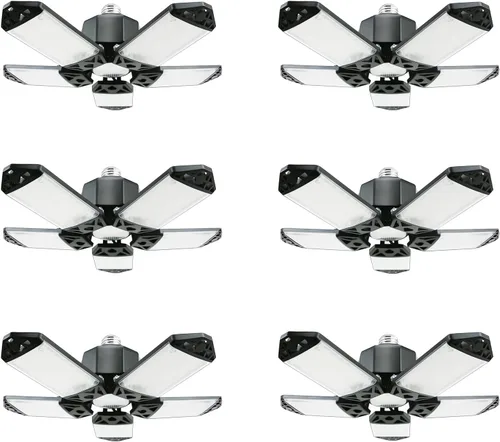 Vista 17 de Luz LED para garaje, 80 W, 8000 lúmenes, luces de techo con 3 paneles ajustables, lámpara LED de 6500 K, luz blanca de día, luces LED para garaje