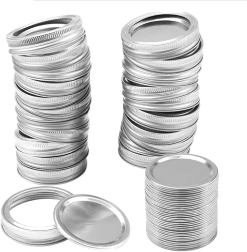 Vista 5 de 16 tapas de conservas adecuadas para anillos de boca ancha, tapas de tarro de masón premium con bandas/anillos para bola de boca ancha