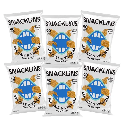 Vista 5 de SNACKLINS Chips Crujientes a Base de Plantas Variedad de 4 Sabores – Nacho, BBQ, Teriyaki, Bahía de Chesapeake, sin gluten, sin granos, 100% kosher