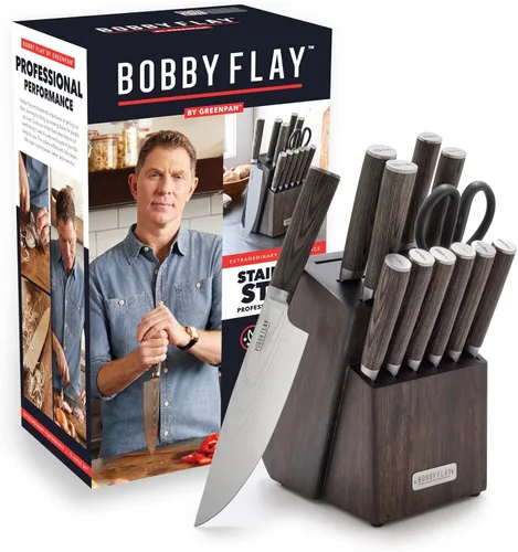 Vista 10 de GreenPan x Bobby Flay - Cuchillo de chef de 8 pulgadas con funda, hoja de acero inoxidable de alta calidad, herramienta de cocina de corte
