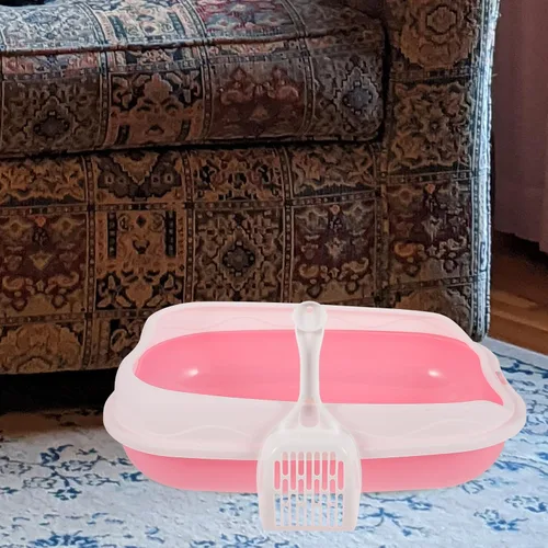 Vista 5 de Mipcase 1 juego de caja de arena para gatos de plástico rosa gatito