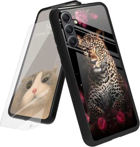 Vista 139 de Funda para Samsung Galaxy A12 5G con protector de pantalla, parte trasera de vidrio templado + TPU de silicona suave que absorbe los golpes